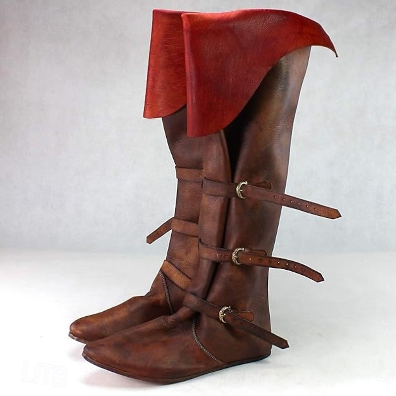 Retro Vintage Medieval Renaissance Shoes Boots Turn Shoes Pirate Viking Elven Fancy Dress Men's Viking Fantasy Halloween Carnival Performance Party LARP Adults' Shoes4