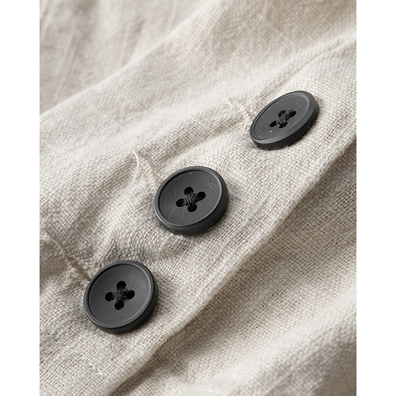 Men's Linen Blazer Blazer Vacation Holiday Wedding Party Fashion Lightweight Spring &  Fall Polyester Linen Plain Pocket Buttons Comfortable Single Breasted One-button Blazer Black Burgundy Dark Navy4