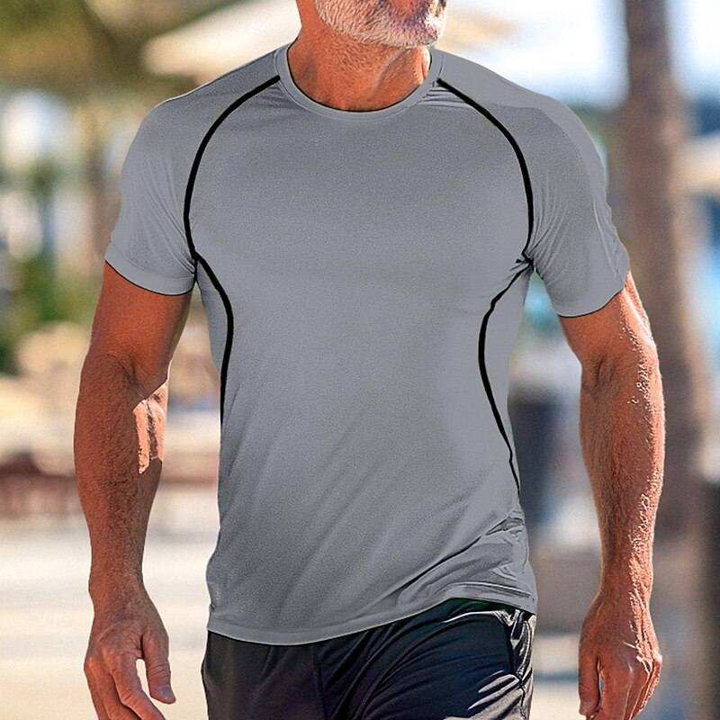 Men's T Shirt Muscle Shirt Moisture Wicking Shirts Short Sleeve Crew Neck Summer Plain Sports Lightweight Sporty Athletic Fitness Gyms Black Gray Green Top Tee for Men4