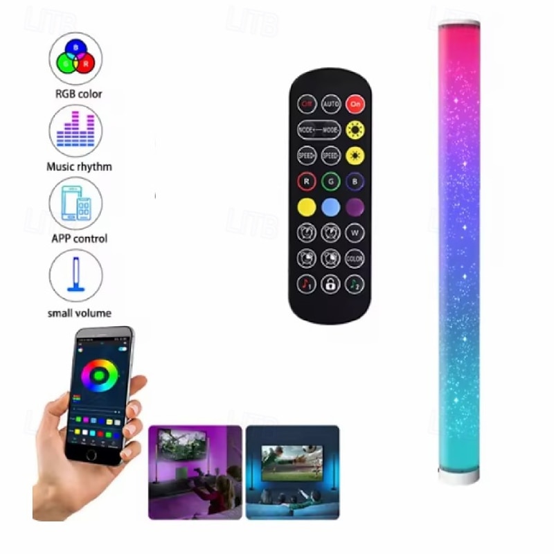 Modern Dimmable LED Floor Lamp with Music, Smart Mood Lighting for Gaming, Living Room, Bedroom