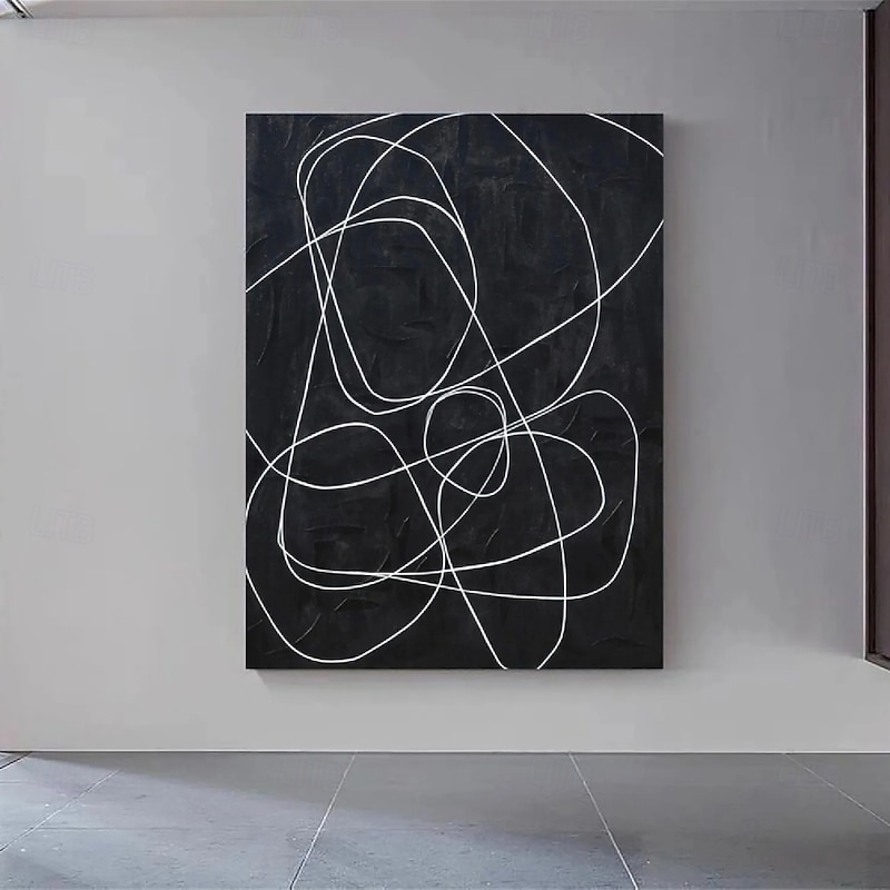 Large oil painting hand  painted black 3D textured abstract painting hand-painted abstract oil painting modern wall art decoration art3