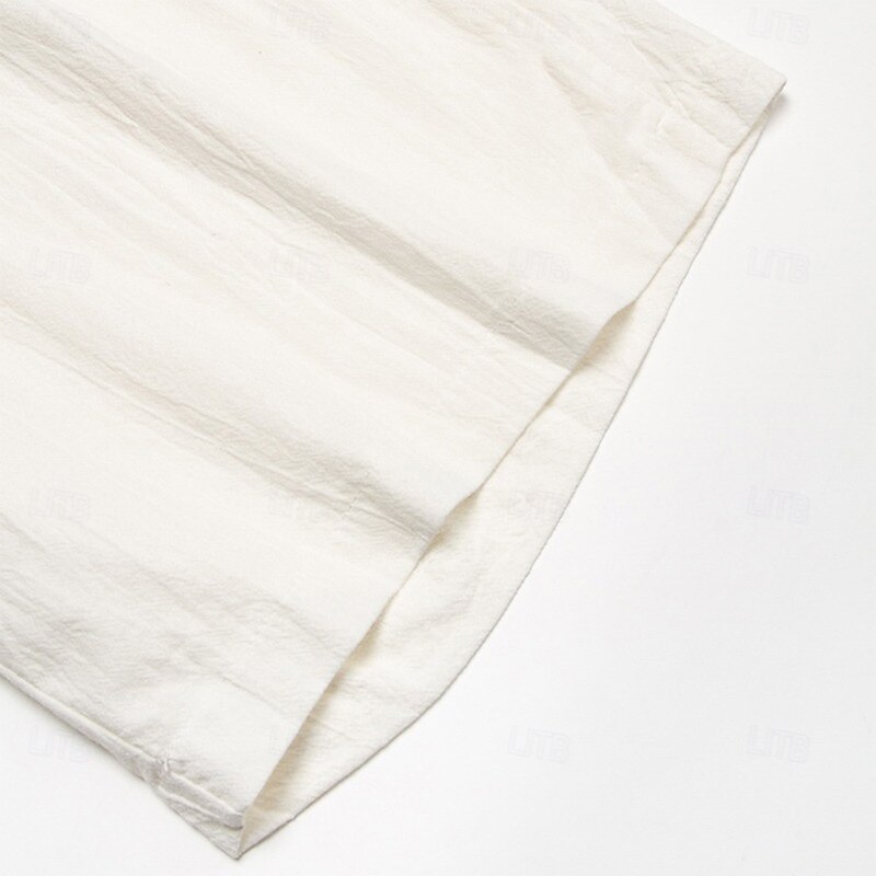 Men's Linen Pants Trousers Summer Pants Gauze Pants Drawstring Elastic Waist Straight Leg Plain Comfort Breathable Full Length Home Casual Daily Fashion Classic Style Black White3