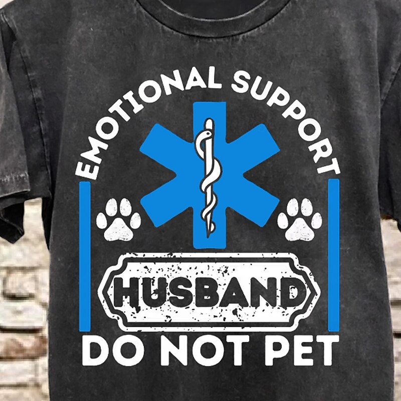 Men's Funny Graphic T-Shirt: "Emotional Support Husband Do Not Pet" Humorous Relationship Tee2