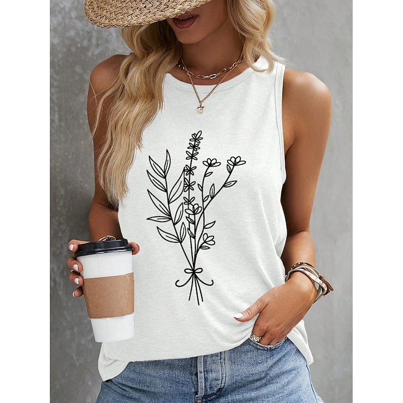 Women's Camisole Tank Top Graphic Letter Stylish Casual Sleeveless Crew Neck Regular Tops Daily Print White Pink Orange Green Summer4