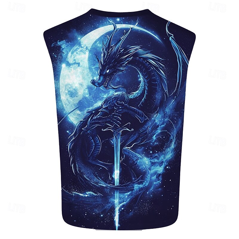 Men's Dragon T Shirt Short Sleeve T shirt 3D Print Crew Neck Shirt Fashion Street Sports Outdoor Casual Blue Summer Spring Clothing Apparel S M L XL XXL XXXL2