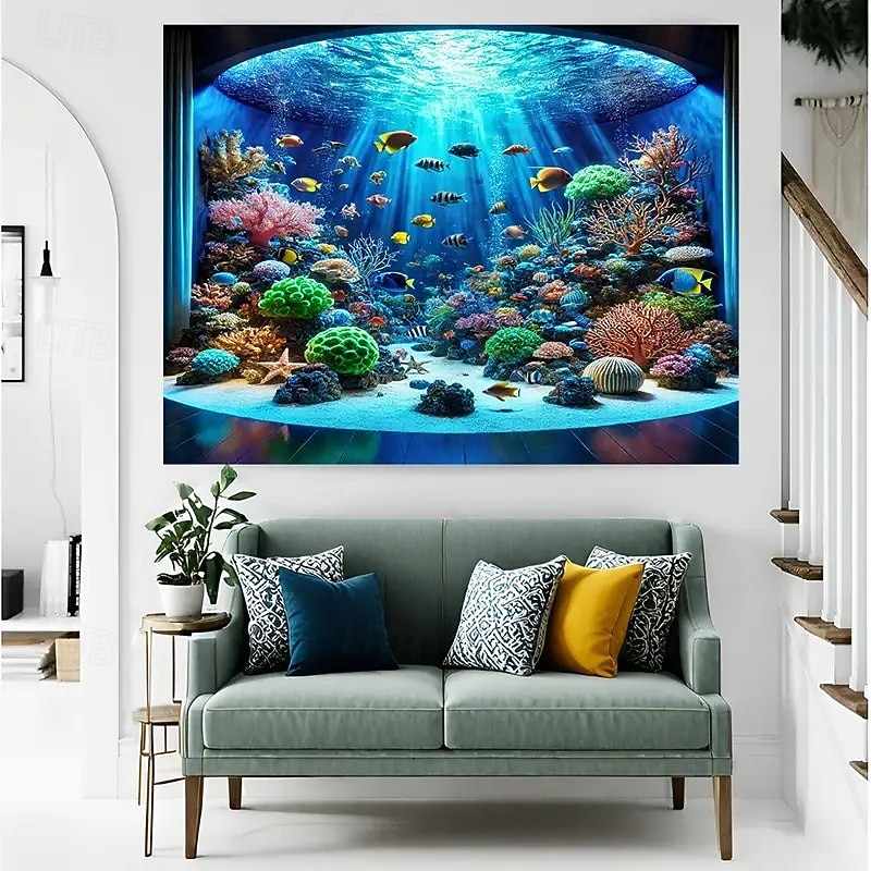 Landscape Ocean Undersea Hanging Tapestry Wall Art Large Tapestry Mural Decor Photograph Backdrop Blanket Curtain Home Bedroom Living Room Decoration3