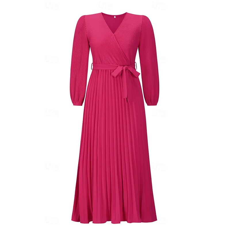 Women's Long Dress Maxi Dress Cocktail Dress Ruched Dress Elegant Fashion Birthday Tea Party Going out Regular Fit Plain Long Sleeve V Neck Black Red Green Summer3