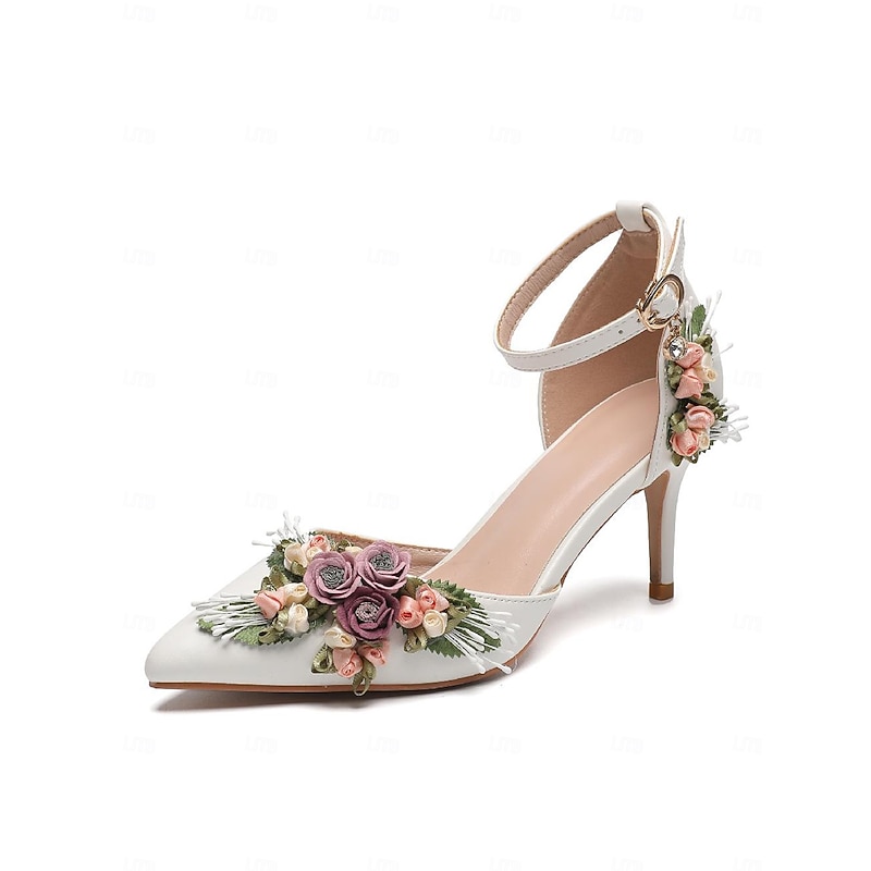 White Floral High Heel Pumps with Matching Clutch – Romantic Wedding & Special Occasion Shoes for Women2
