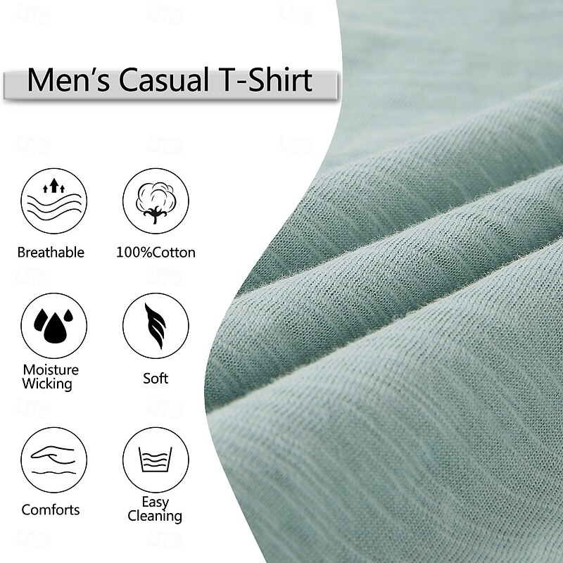 100% Cotton Men's T-Shirt V Neck Tee Fake two Piece Short Sleeve Shirt V Neck Summer Spring Solid Color Daily Casual Street Style Outdoor Street Causal Light Blue Light Green Dark Gray Top3