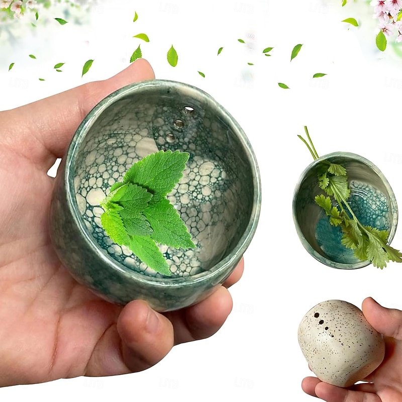 Pottery Herb Stripper Bowl, Small Handmade Resin Herb Stripper, Ceramic Herb Grinder Pill Crusher Set, Grinding is Efficient and Labor-Saving, for Guacamole, Pill Crusher, Spice