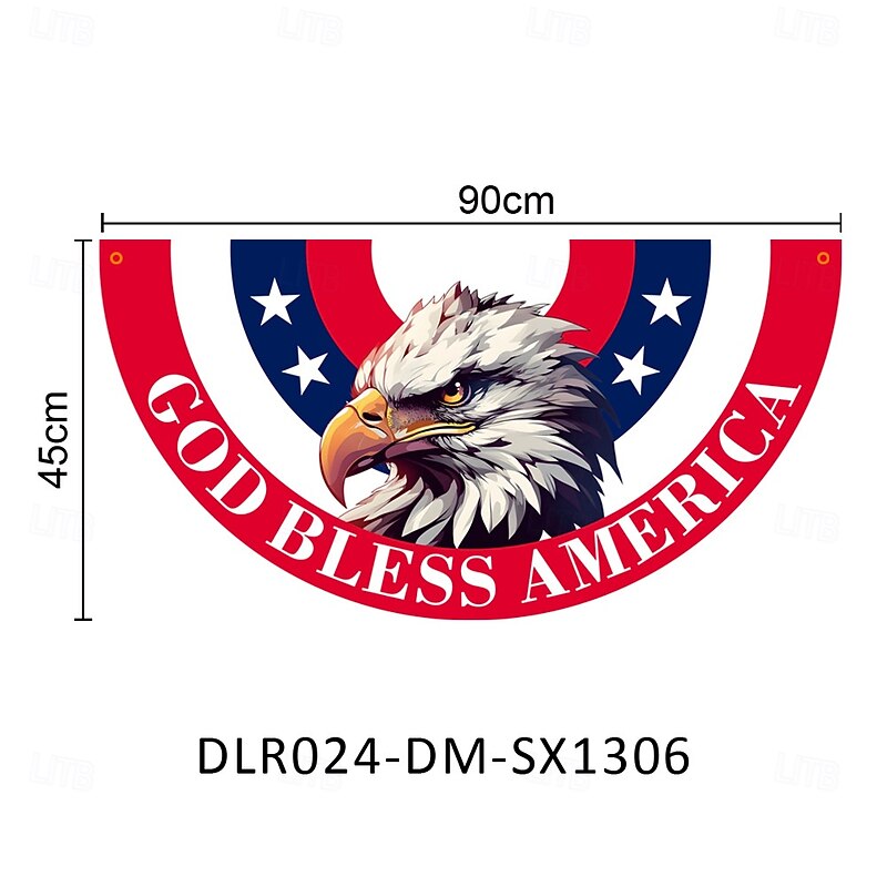 American 4th of July Bunting Flag 3 x1.5 Ft Non-Pleated Fan Flag Banner Eagle Polyester Flag for Holiday Outdoor Hanging Decor Patriotic Memorial Day3