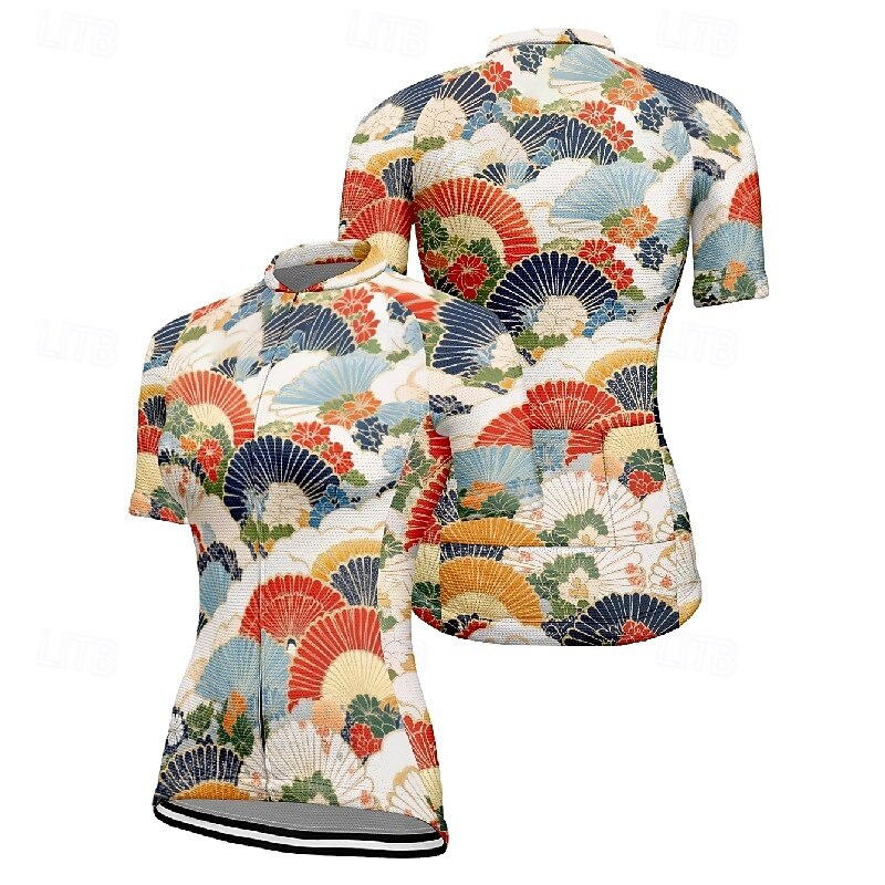 Women's Cycling Jersey Flower Short Sleeve Bike Tee Tshirt Jersey with 3 Rear Pockets Mountain Bike MTB Quick Dry Anatomic Design Wicking Breathable Sports Blue Sky Blue Clothing Apparel2