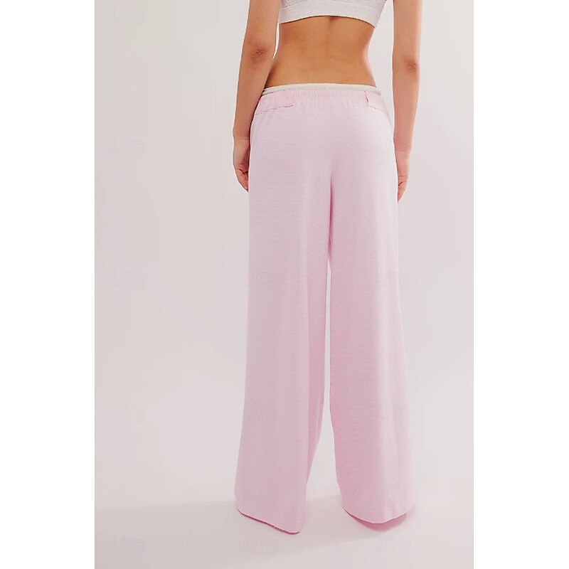 Women's  Slacks Casual Full Length Natural Striped Elastic Waist Comfy Outdoor Comfortable Vacation Street Black Pink Light Grey Dark Gray Summer Regular Fit3