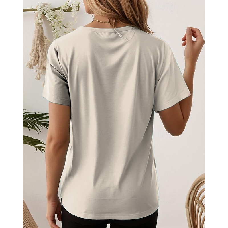 Women's T Shirt Floral Graphic Stylish Casual Short Sleeve Round Neck Regular Tops Daily Weekend Print off-white Summer Spring2