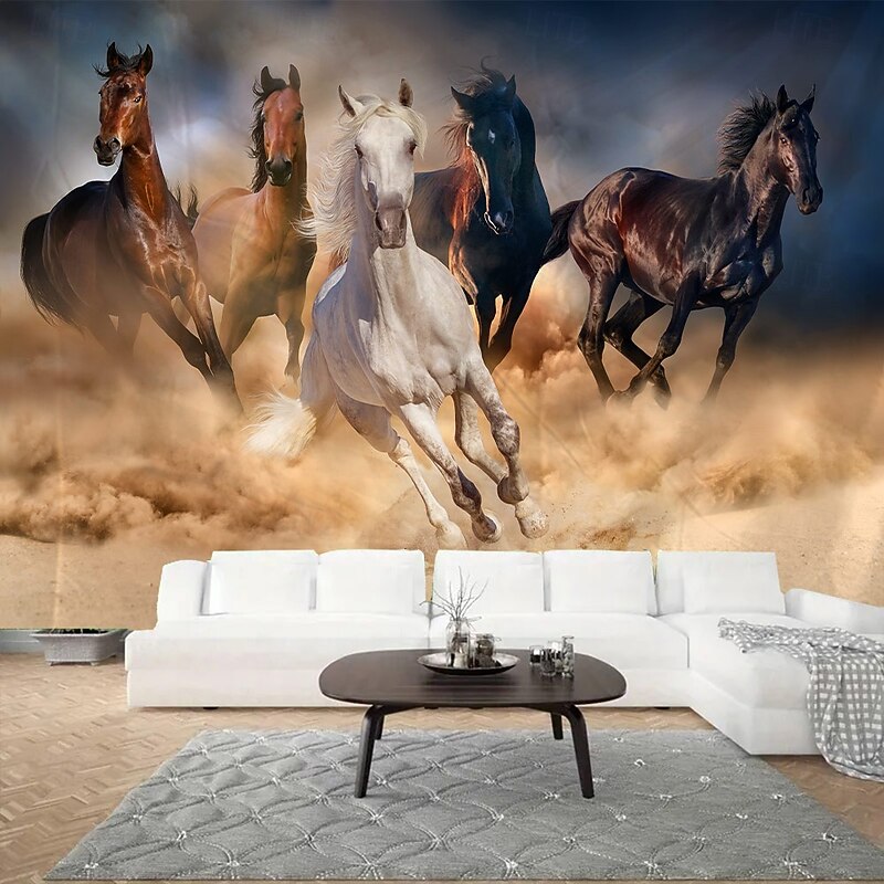 A group of galloping horses animals plants and scenery Hanging Tapestry Wall Art Large Tapestry Mural Decor Photograph Backdrop Blanket Curtain Home Bedroom Living Room Decoration4