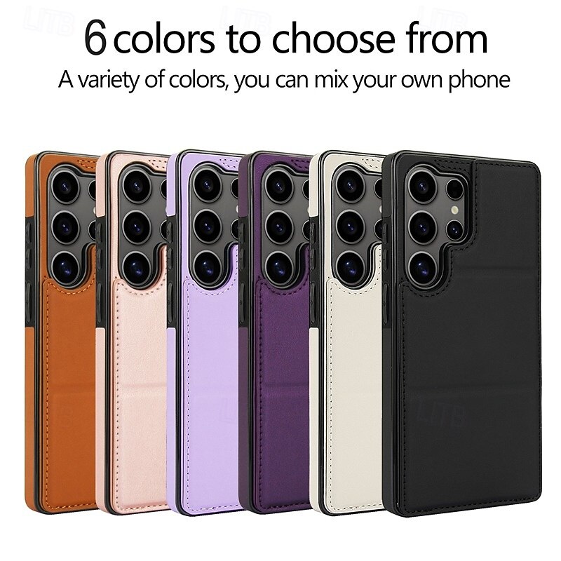 Phone Case For Samsung Galaxy S25 S24 S24 FE S23 S22 S21 Ultra Plus S20 Back Cover with Stand Holder Magnetic Card Slot Retro TPU PU Leather