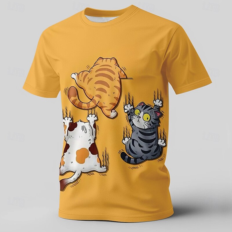 Men's Animal Funny T Shirt Short Sleeve T shirt 3D Print Crew Neck Shirt Exaggerated Designer Party Holiday Yellow Gray Summer Spring Clothing Apparel S M L XL XXL XXXL2