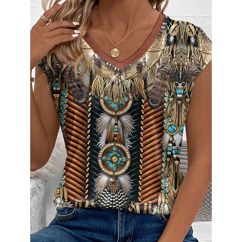 Women's Camisole Tank Top Graphic Animal Paisley Stylish Casual Sleeveless V Neck Regular Tops Daily Print Brown Summer3