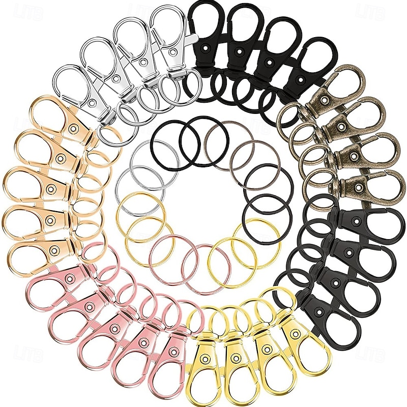 100pcs Rotating Keychain with Lobster Clasp, Key Ring for Bags and Accessories, Pet Leash Hook Set, Keychain Pendant Decoration2