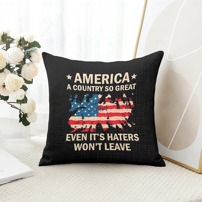 American Decorative Toss Pillows Cover 1PC Independence Day Soft Square Couch Cushion Case Pillowcase for Bedroom Livingroom Sofa Chair Veteran Gift