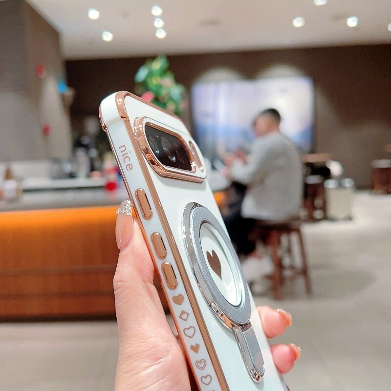 Phone Case For Google Pixel 9 Pro Pixel 9 Pro XL Pixel 8 Pro Pixel 8 Pixel 9 Back Cover with Stand Holder with Wrist Strap Shockproof Retro Plating3