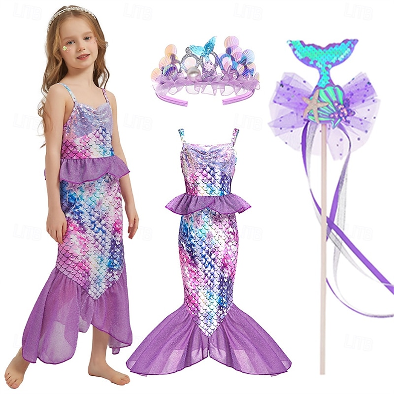 The Little Mermaid Little Mermaid Princess Mermaid Dress Theme Party Costume Cosplay Movie Cosplay for Girls' Kid's Carnival Masquerade Party Holiday