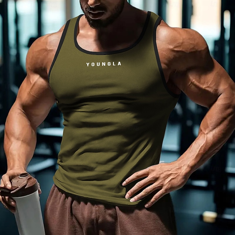 Men's Tank Top Vest Top Undershirt Sleeveless Shirt Sleeveless U Neck Summer Quotes & Sayings Fashion Designer Vacation Street Going out Black White Red Top Tee for Men2