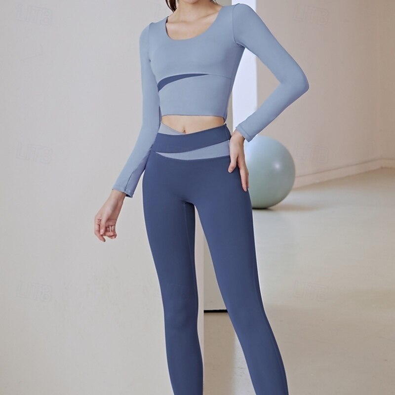 Women's Tracksuit Activewear Set 2 Piece Solid Colored Sweatshirt and Pants Athletic Clothing Set Summer Black Light Green Gym Workout Jogging Running High Waist Soft Breathable Long Sleeve Sport4