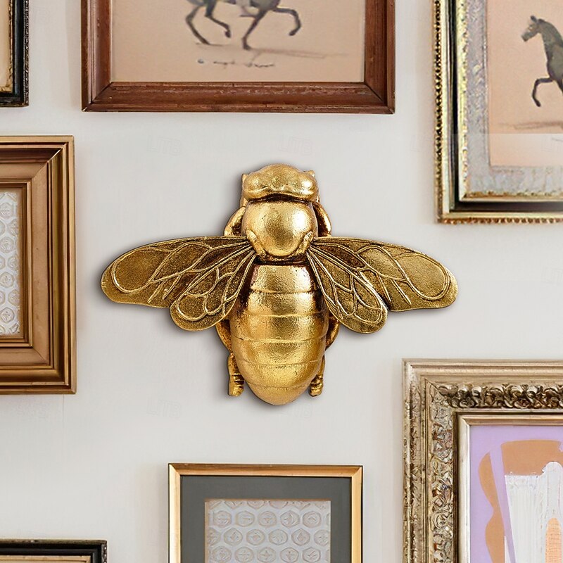 1PC Creative Resin Material Golden Bee Decorative Wall Hanging Handcrafted Combination Photo Frame Insect Decorative Accessories Family Party Insect House Decorative Hanging4