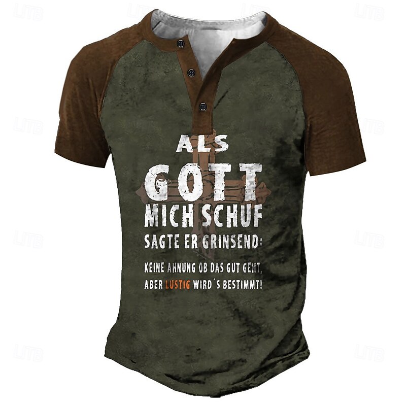 Men's Funny Graphic T-Shirt Short Sleeve - Humorous German Quote Tee: 'When God Created Me, He Said It'd Be Funny!'2