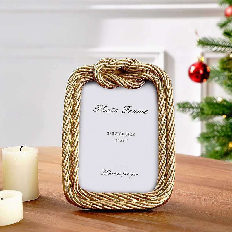 Wire Knot Decorative Photo Frame, Resin Tabletop Picture Frame, Warm Home Decor for Photo Display and Photography Props4