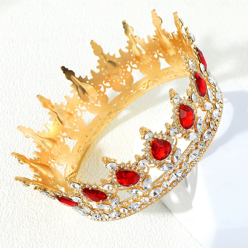 Birthday Party Baroque Crystal Tiara Round Crown for Birthday Party Shining Princess Look3