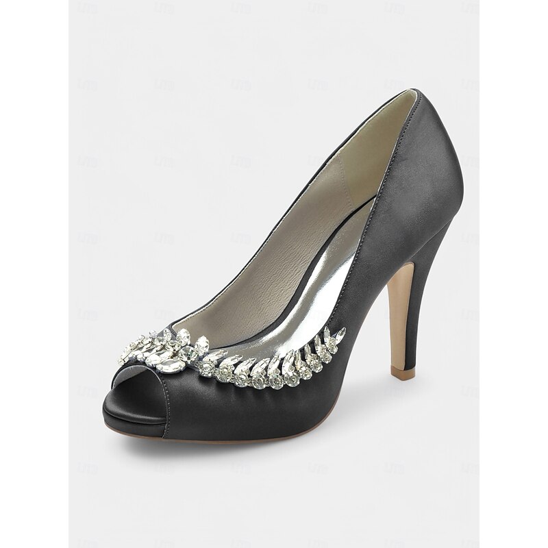 Blue Satin Peep-Toe Heels with Crystal Embellishment – Luxury Women's Wedding & Prom Shoes3