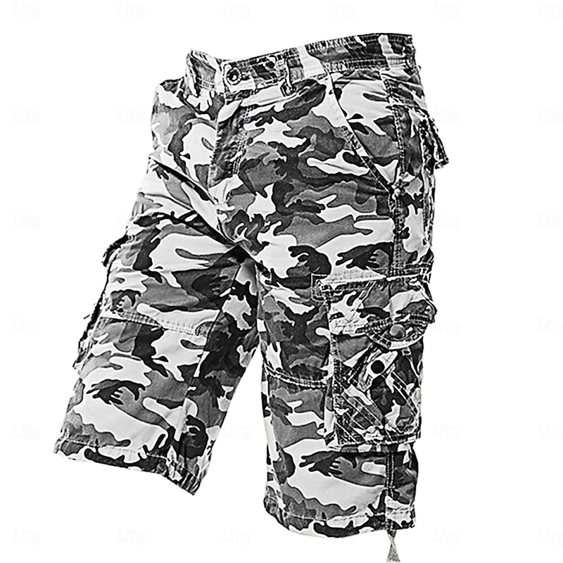 Men's Cargo Shorts Camo Shorts Shorts Summer Shorts Leg Drawstring Multi Pocket Flap Pocket Camo Camouflage Comfort Wearable Knee Length Outdoor Sport Daily Fashion Casual Army Green Red2