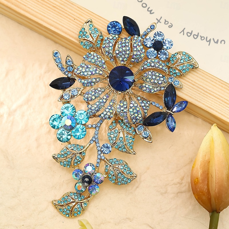 1 Piece/set Of Exquisite Shiny Colorful Crystal Rose Flower Brooch For Girls Evening Dress Pin For Ladies Wedding Fashion Accessories3