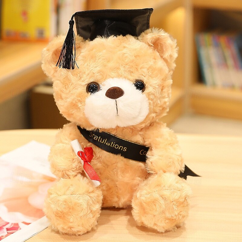 Graduation Gifts Teddy Bear Stuffed Animal Plush Toy with Doctoral Tam Velvet Gold Bullion Tassel Diploma for Man Women Girls Boys Congratulatory Party