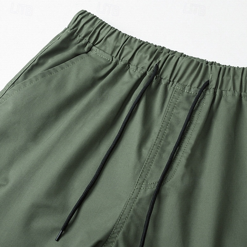 Men's Tactical Shorts Cargo Shorts Camping Shorts Hiking Shorts Elastic Waist Multi Pocket Straight Leg Plain Moisture Wicking Wearable Knee Length Outdoor Casual Daily Fashion Streetwear Black Green4