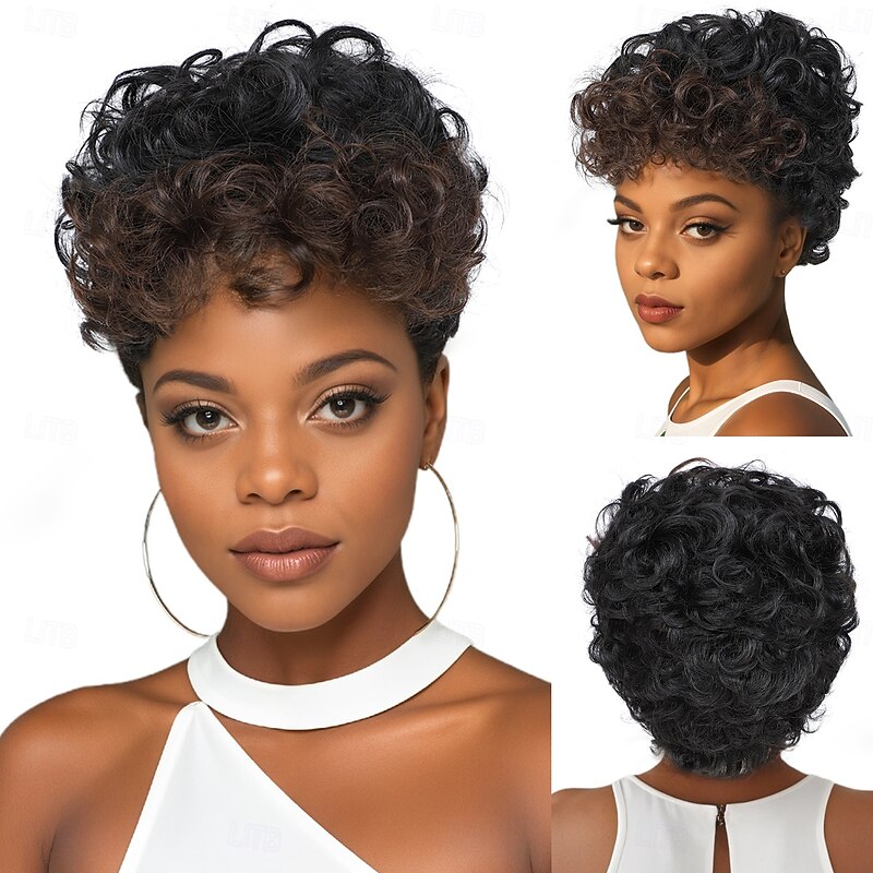 Synthetic Wig Curly Curly Weave Bob Asymmetrical Machine Made Wig 10 inch A1 Synthetic Hair Women's Cool Classic Comfortable Natural Black