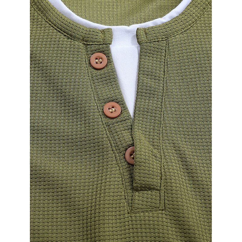 Men's T Shirt Tee Tee Top Long Sleeve Shirt Long Sleeve Henley Spring Fall Plain Fashion Designer Basic Pockets 2 in 1 Vacation Street Going out Black Gray Navy Blue Top Tee for Men4