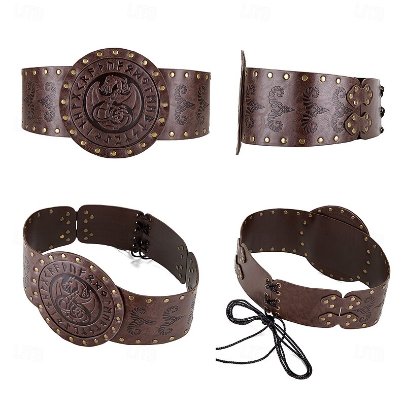 Retro Vintage Medieval Renaissance Waist Belt Warrior Viking Fancy Dress Men's Viking Halloween Carnival Performance Party LARP Waist Belt4