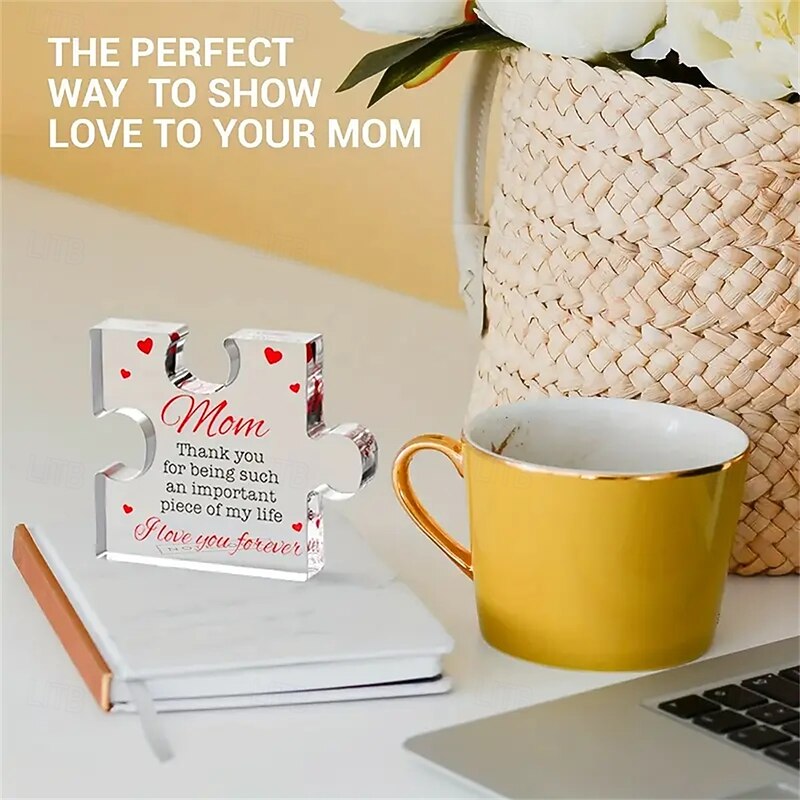 1pc Engraved Acrylic Block Puzzle - Perfect Birthday Gift for Mom - Commemorative Decorative Gift - Inspirational and Creative Small Gift - Holiday Accessory and Party Supplies2