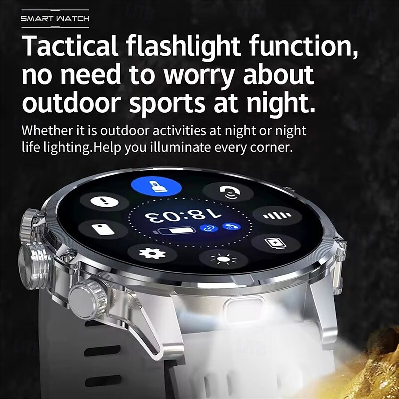CF53 Smartwatch Bluetooth Call LED Flashlight AMOLED Screen Men's Sports Watch Multifunctional Sports Watch3