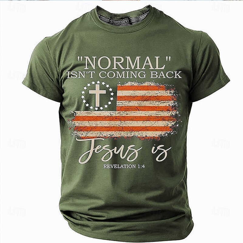 Easter Men's American US Flag Jesus T Shirt Short Sleeve T shirt 3D Print Crew Neck Shirt Designer Casual Party Holiday Black Blue Green Summer Spring Clothing Apparel S M L XL XXL XXXL2
