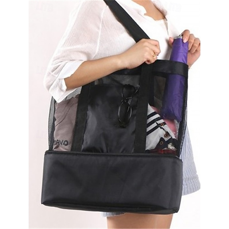 Large Mesh Beach Tote Bag with Insulated Cooler – Waterproof Travel Shoulder Bag for Women & Men, Lightweight Sandproof Picnic Bag for Pool, Vacation, Camping & Outdoor Activities3