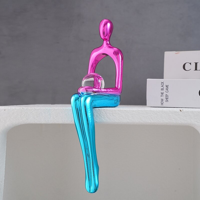 Resin Abstract Reading Figurine, Faux Jade Stone Modern Art Sculpture, Home Decor for Dining Room, Parties, and Tabletop Decoration4