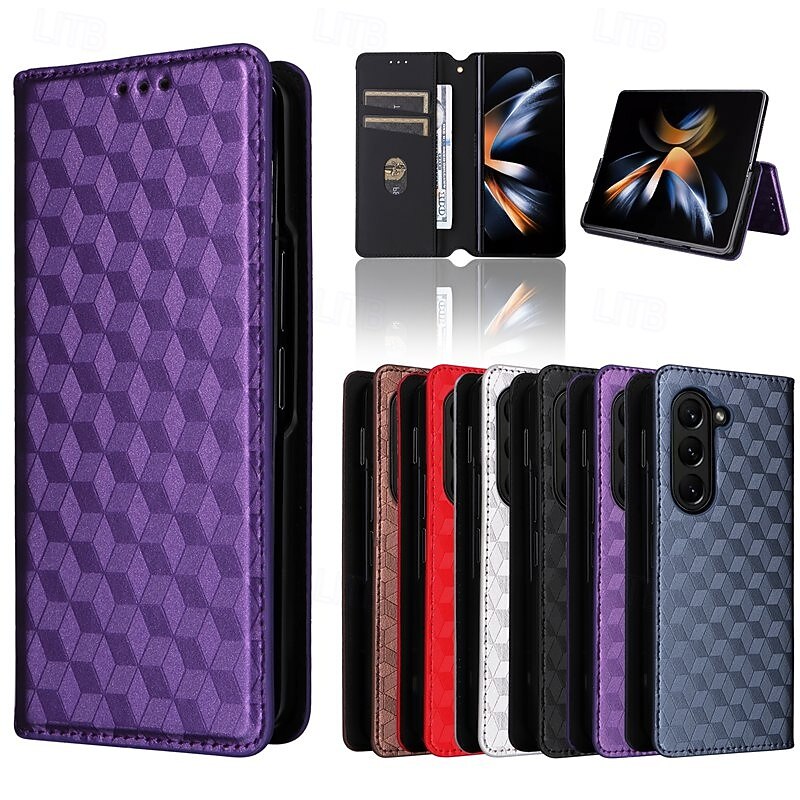 Phone Case For Samsung Galaxy Z Fold 6 Z Fold 5 Z Fold 4 Z Fold 3 Flip Cover with Stand Holder Card Slot Shockproof Retro TPU PU Leather