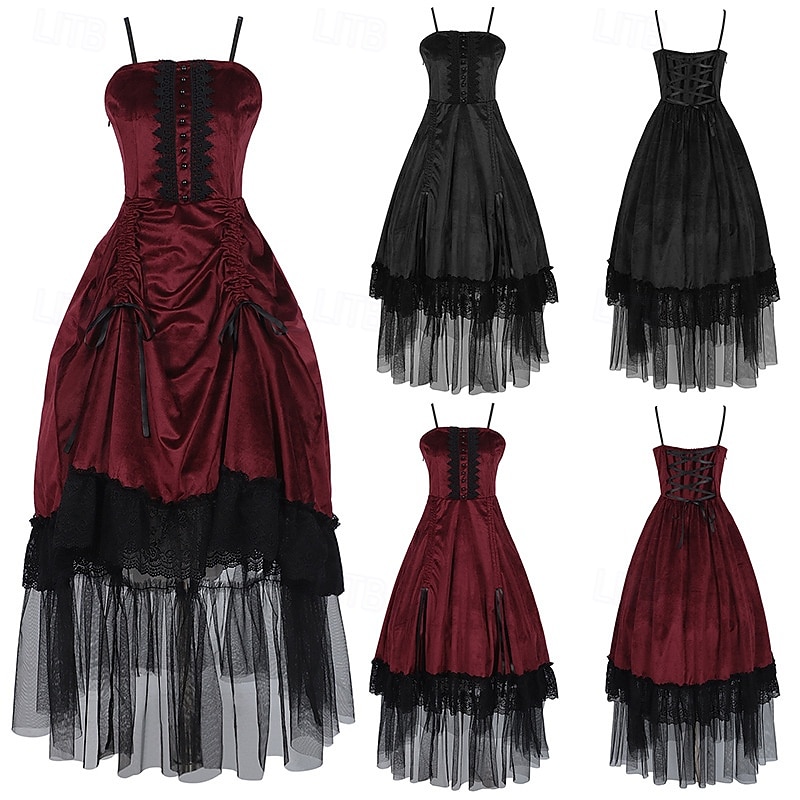 Punk & Gothic Medieval Cocktail Dress Dress Masquerade Prom Dress Witch Lady Outlander Fancy Dress Women's Walpurgis Night Halloween Carnival Masquerade Party Halloween Adults' Dress