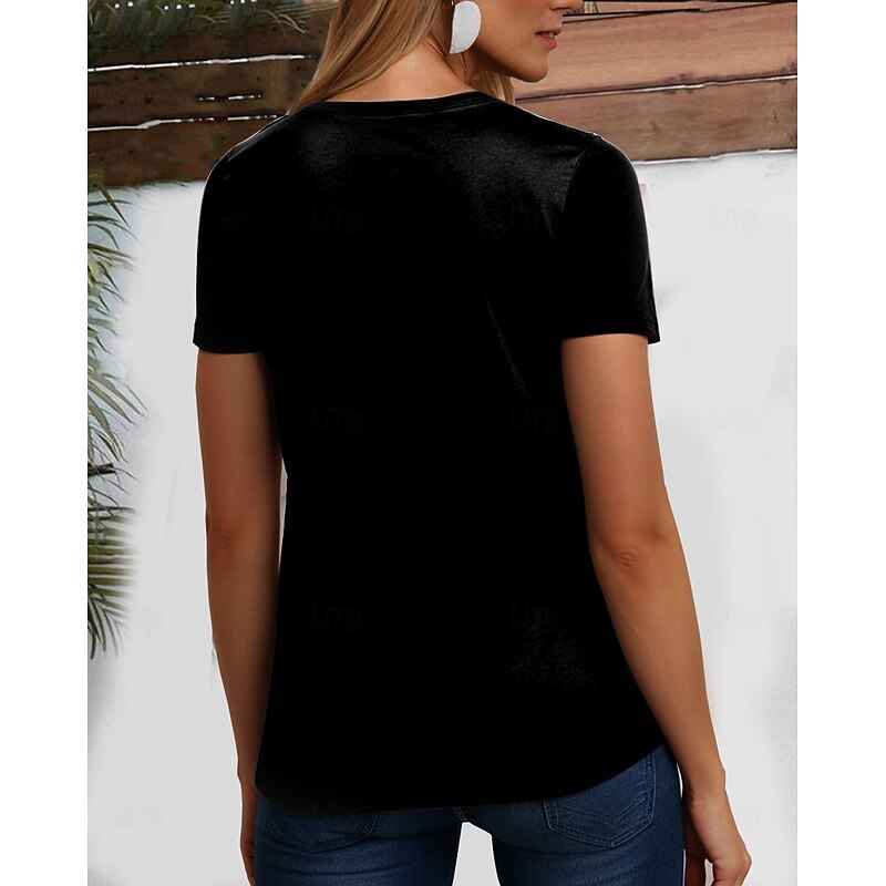 Women's T Shirt Graphic Letter Stylish Casual Short Sleeve Crew Neck Round Neck Regular Tops Daily Weekend Print Black Summer Spring Teasing husband2