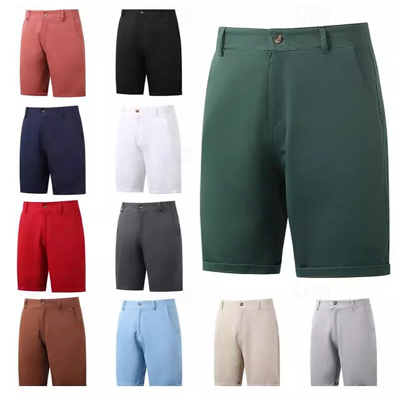 Men's Dress Shorts Work Shorts Golf Shorts Pocket Plain Comfort Breathable Knee Length Outdoor Business Sports Casual Black White