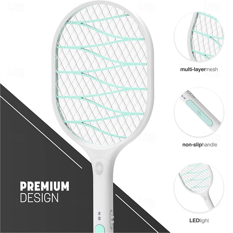 Electric Mosquito Swatter Racket – Handheld Fly Insect Bug Zapper Bat with Three-Layer Safety Net for Indoor Bedroom Pest Control4